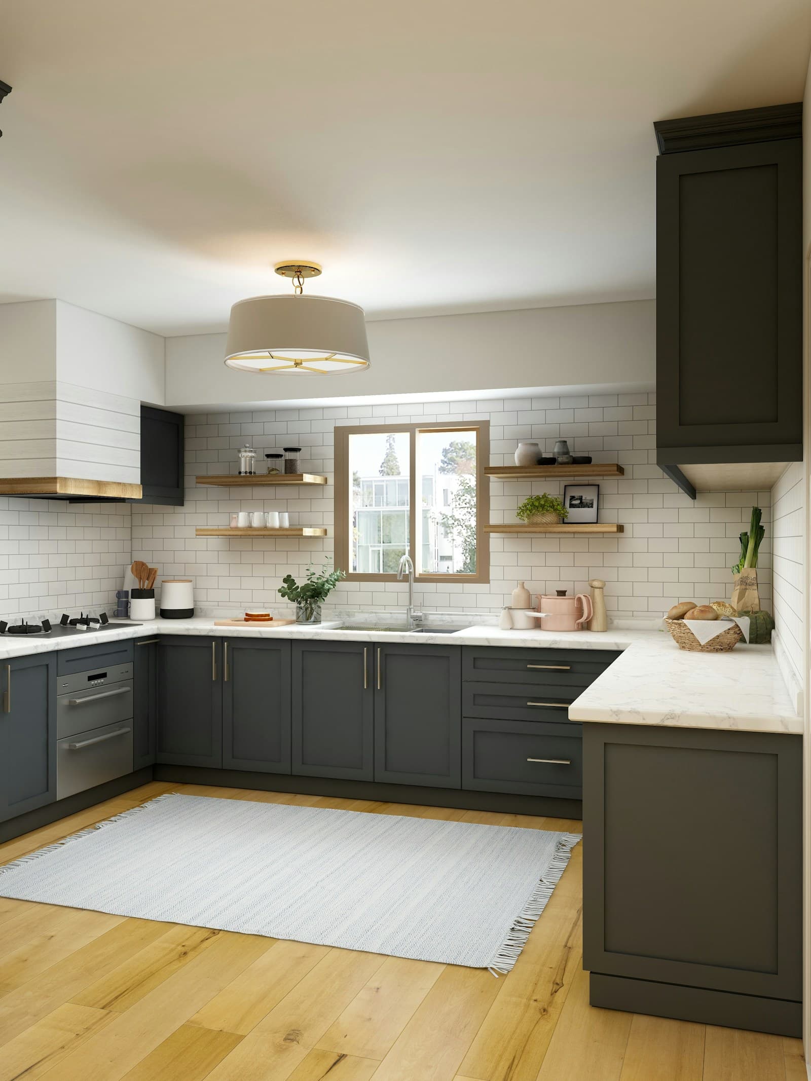 Modern kitchen with custom cabinetry and island