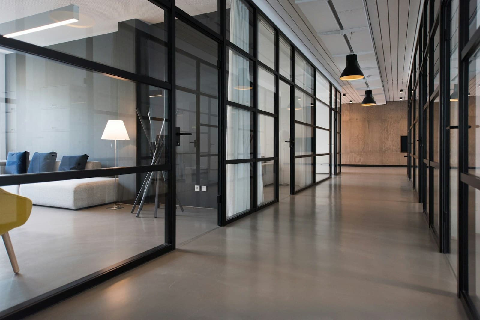 Modern commercial office with durable flooring
